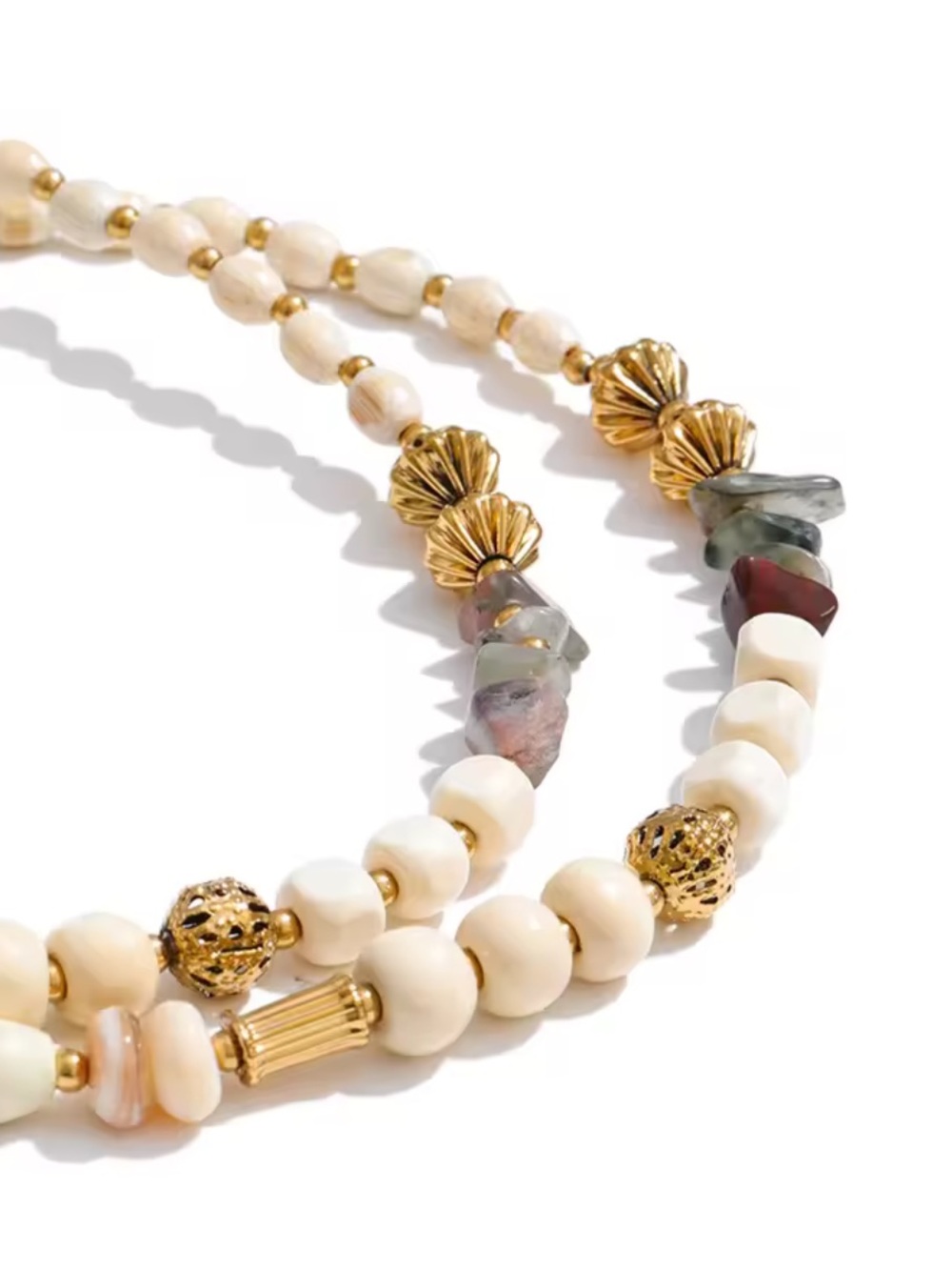 Green Jade Beaded Artisan Long Necklace - Picture 7 of 15